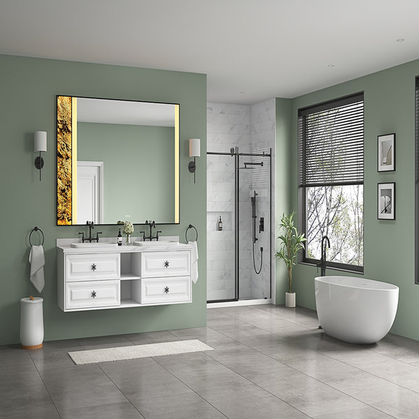 72 in. W x 23 in. D x21 in. H Mircus Double Bath Vanity in with White Carrara Top with White Sink