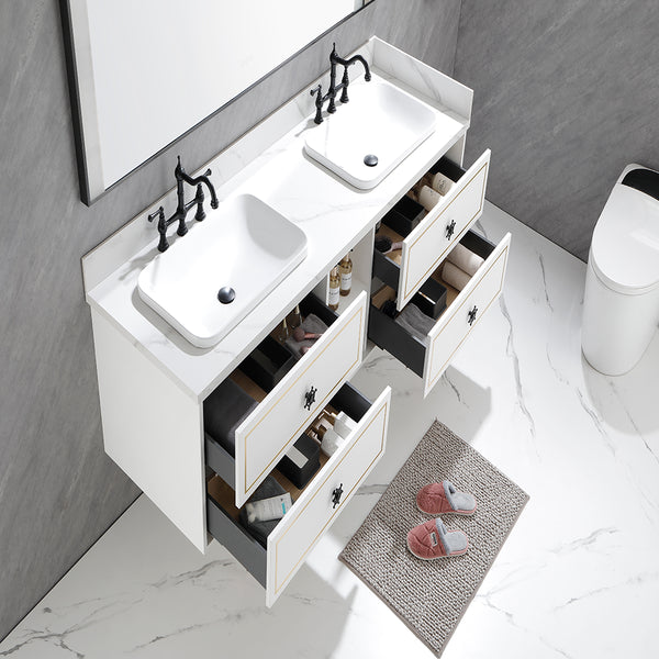 72 in. W x 23 in. D x21 in. H Mircus Double Bath Vanity in with White Carrara Top with White Sink