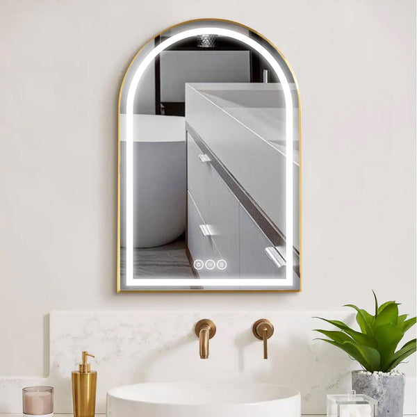 Mircus 39x26'' Super Bright Led Hall Room Arched Mirror |Metal Frame|Anti-Fog|Dimmable