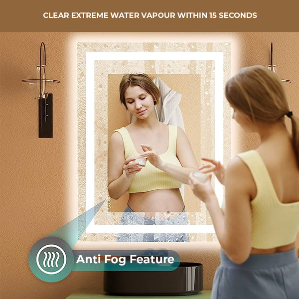 Mircus 60x36 Frameless LED Bathroom Vanity Mirror in Polished Crystal Design