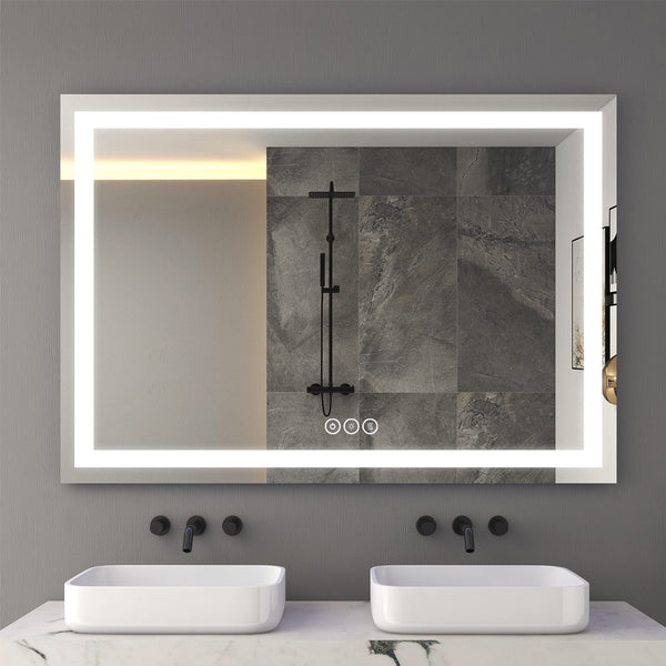 Mircus 60x48 Bathroom Vanity LED Mirror with 3 Color Lights + Demister