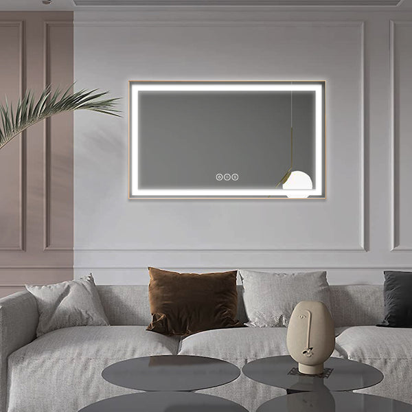 Mircus 72x36 Gold Framed LED Mirror Bedroom with Anti-Fog Feature |US|