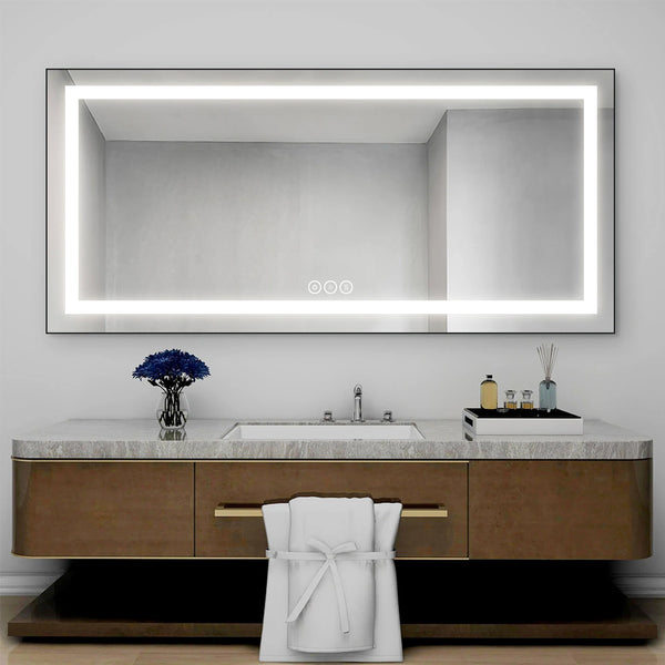 Mircus 72x36 LED Lighted Bathroom Wall Mounted Mirror | High Lumen Hair Salon mirror
