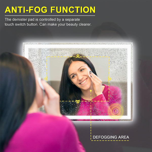 Mircus Anti-fog Dimmable LED Bathroom Vanity Mirror for US