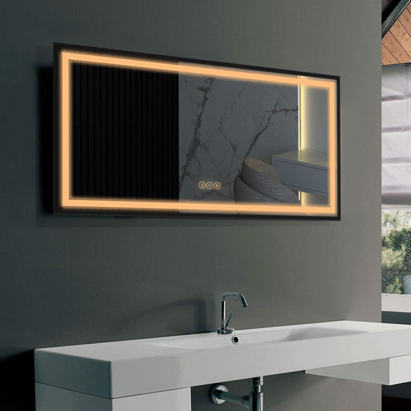 Mircus Black Framed High Quality 72x36 Living Room Bathroom LED Mirror + Anti-fog