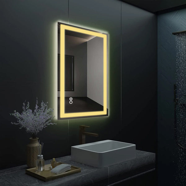 Mircus LED Bathroom Mirror - 40x24 Inch, Wall Mounted, Anti-Fog, Dimmable, Adjustable Lights
