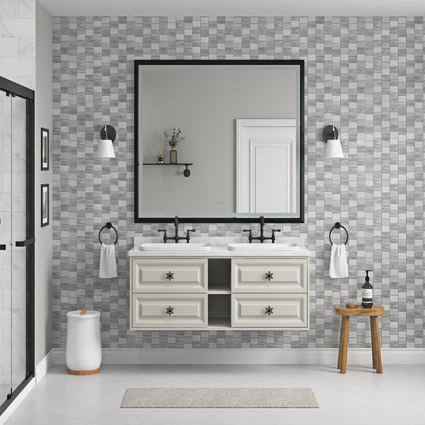 60 in. W x 23 in. D x21 in. H Mircus Double Bath Vanity in with White Carrara Top with White Sink