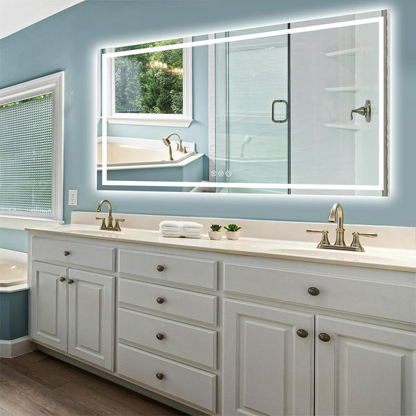 Bathroom Mirror with Backlit & Front Light, Mircus 84"x48" LED Mirror | Anti-Fog | Dimmable